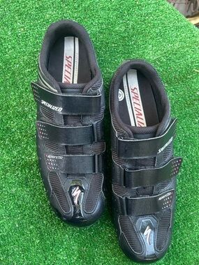 Specialized Black Cycling Shoes with Red Accents